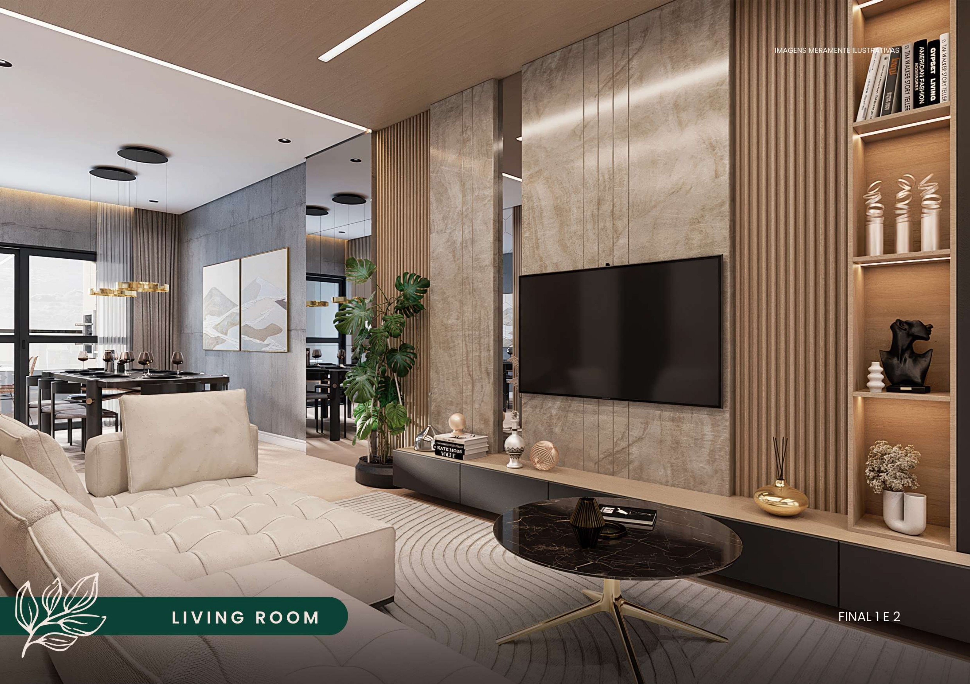 Living dos apartamentos Final 1 e 2 do Park Avenue